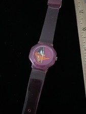 VINTAGE DAFFY DUCK Watch 1980'S PINK SILICONE BAND WARNER BOS UNTESTED AS IS