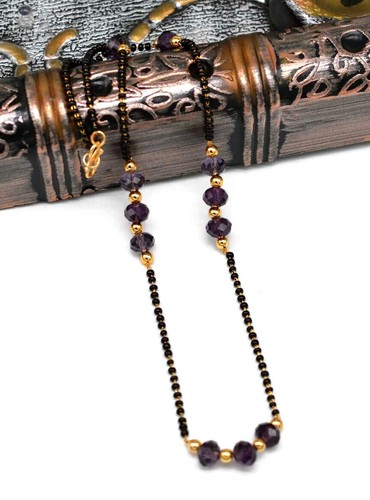 Purple Crystal Black Beads Chain 