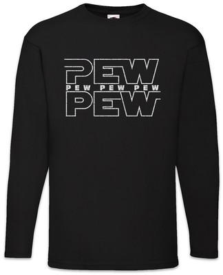 Pew Pew Herren Langarm T-Shirt X Red Star Wing Fun Wars Geek Nerd Gamer Gaming