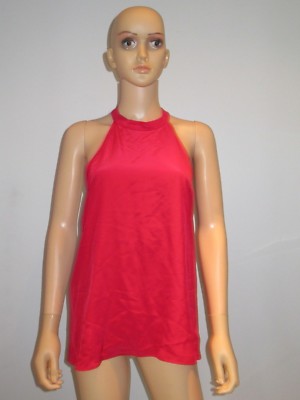 Tibi Womens Silk Sleeveless Halter Top Blouse Red 6