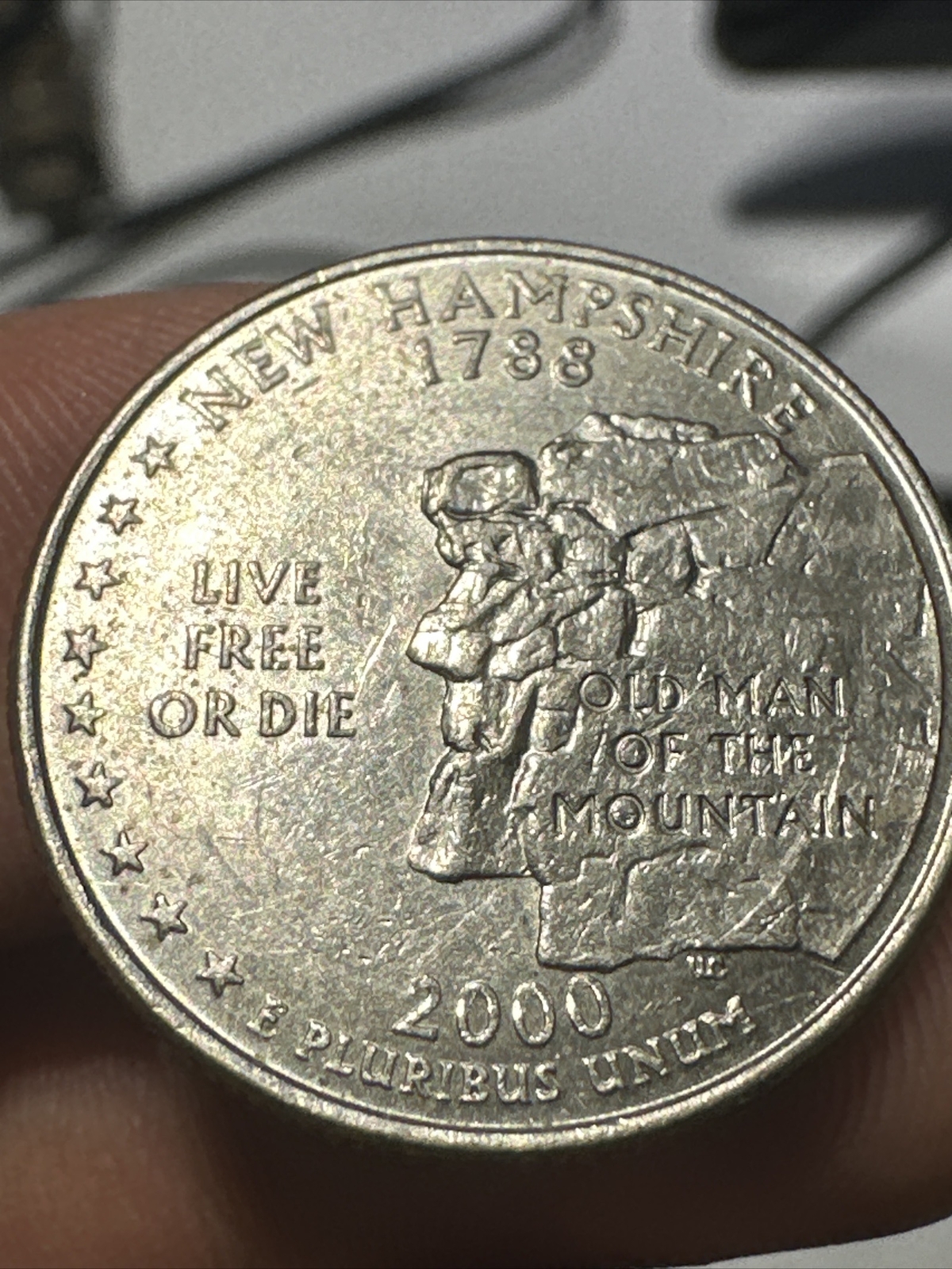2000 New Hampshire 1788 Quarter Live Free Or Die Reverse Error Double