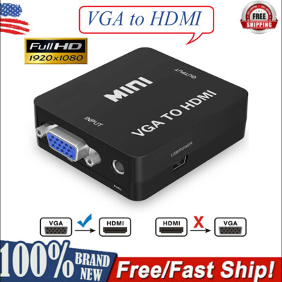 VGA TO HDMI HDTV Video Audio Adapter Box Fit PC Laptop VGA2HDMI Converter 1080P