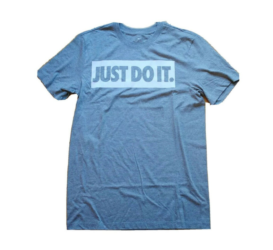 Men Nike Just Do It JDI Box Logo T-Shirt Size L Large Grey Men Nike Just Do It JDI Box Logo T-Shirt Size L Large Grey
