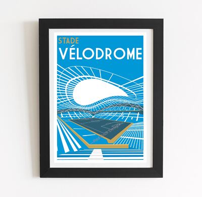 Olympique Marseille, Stade Velodrome, Retro Vintage Print Poster