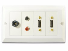 2 Port HDMI Wall Plate - With 1 Optical Audio and Twin RCA - Socket Faceplate