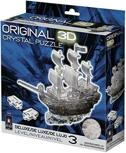Bepuzzled Original 3D Crystal Puzzle Deluxe - Pirate Ship, Black