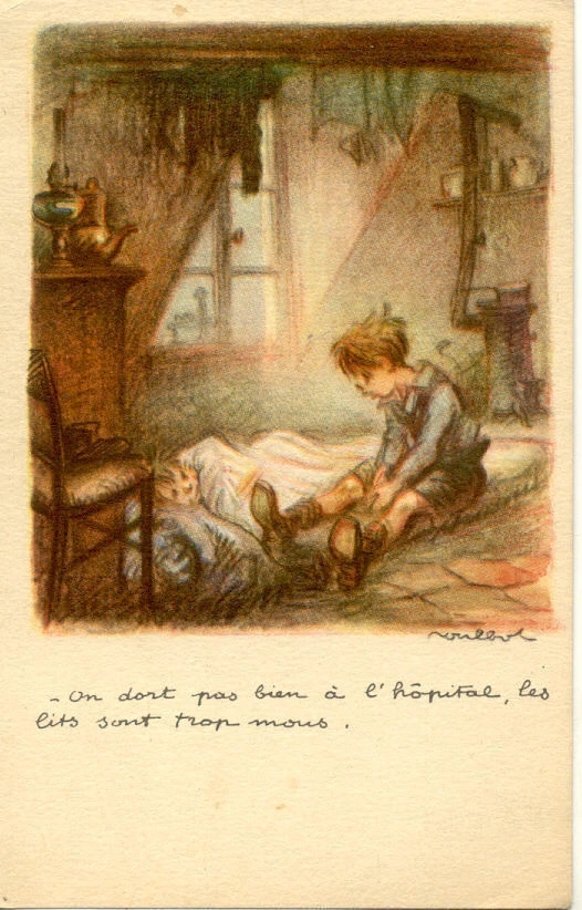 Carte postale POULBOT ligue nationale contre le taudis "on dort pas bien hôpital - Photo 1/1