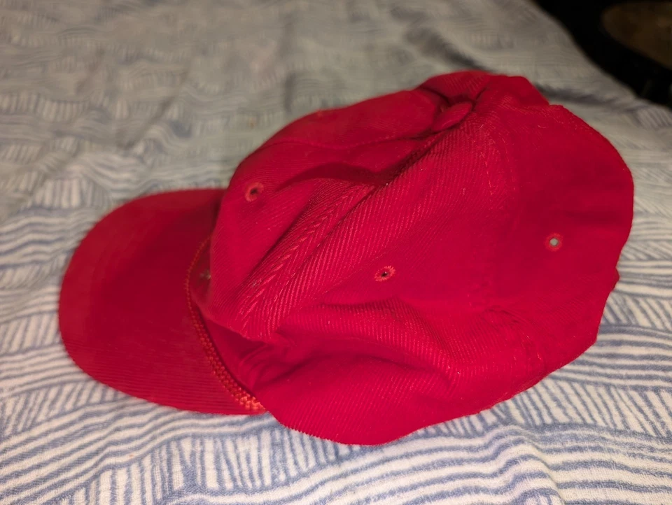 Rare Vintage 80's Hat Skinners Salted Nuts Corduroy Cap Hat Red Aureus Headwear - Image 4 of 4