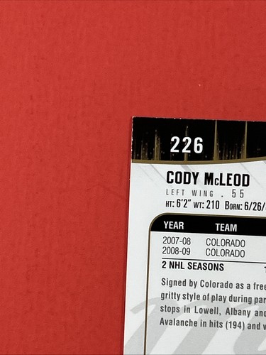 ๐ฅถ 2009โ10 Upper Deck MVP Gold Script P#226 Cody McLeod โ SN #094/100 - Picture 7 of 10