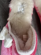 Kate Spade New Play Hooky Pink Velvet Slippers Women s Size 8Faux Fur Lining New