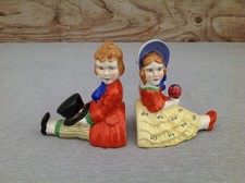 Handmade Made In Japan Ceramic Figural Boy and Girl Bookends