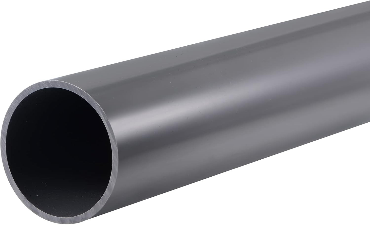 Rigid PVC Pipe 63mm OD, 57mm ID Plastic Tubing 350mm Length High Impact PVC Tube