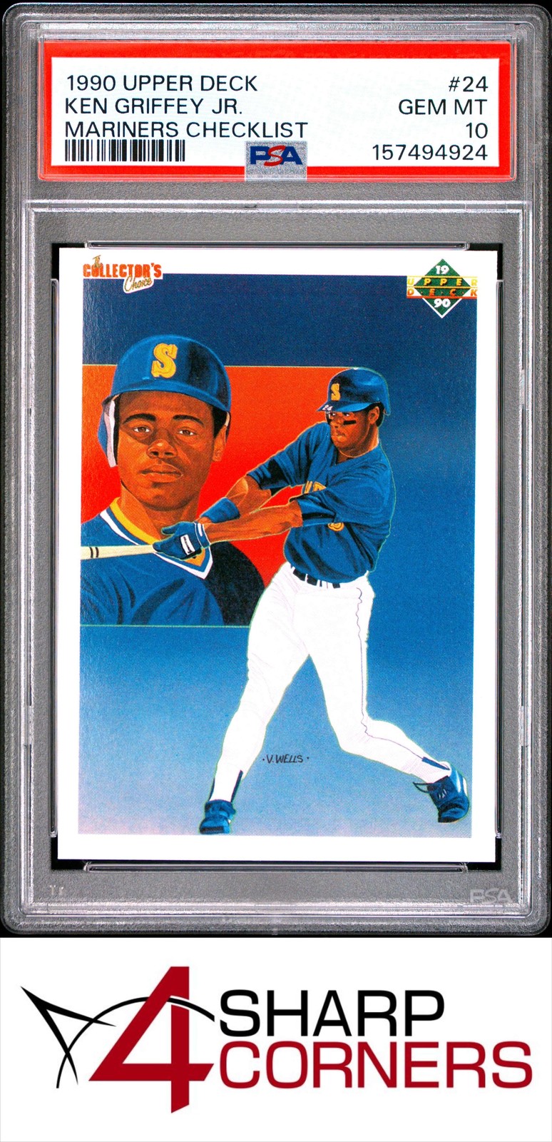 1990 UPPER DECK #24 KEN GRIFFEY JR. HOF MARINERS CHECKLIST PSA 10