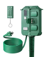 DEWENWILS Outdoor Power Stake Timer 6 Outlets, Remote Control, Waterproof, UL