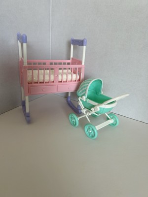 Happy Family Barbie  Baby Crib   & Stroller  #1