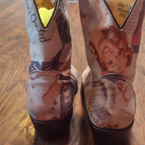 JB Dillon Wildleder Damen Marilyn Cowboystiefel Größe 7,5 M Original Ziege Zeitung - Bild 7 von 19