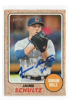 JAMIE SCHULTZ 2017 TOPPS HERITAGE TAMPA BAY RAYS IP/TTM AUTOGRAPH AUTO
