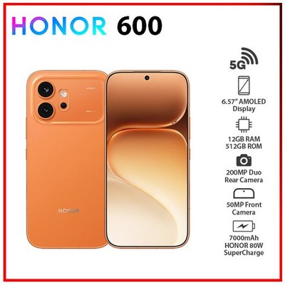 (New) Honor 600 5G ORANGE 12GB+512GB Dual SIM Unlocked Android Cell Phone