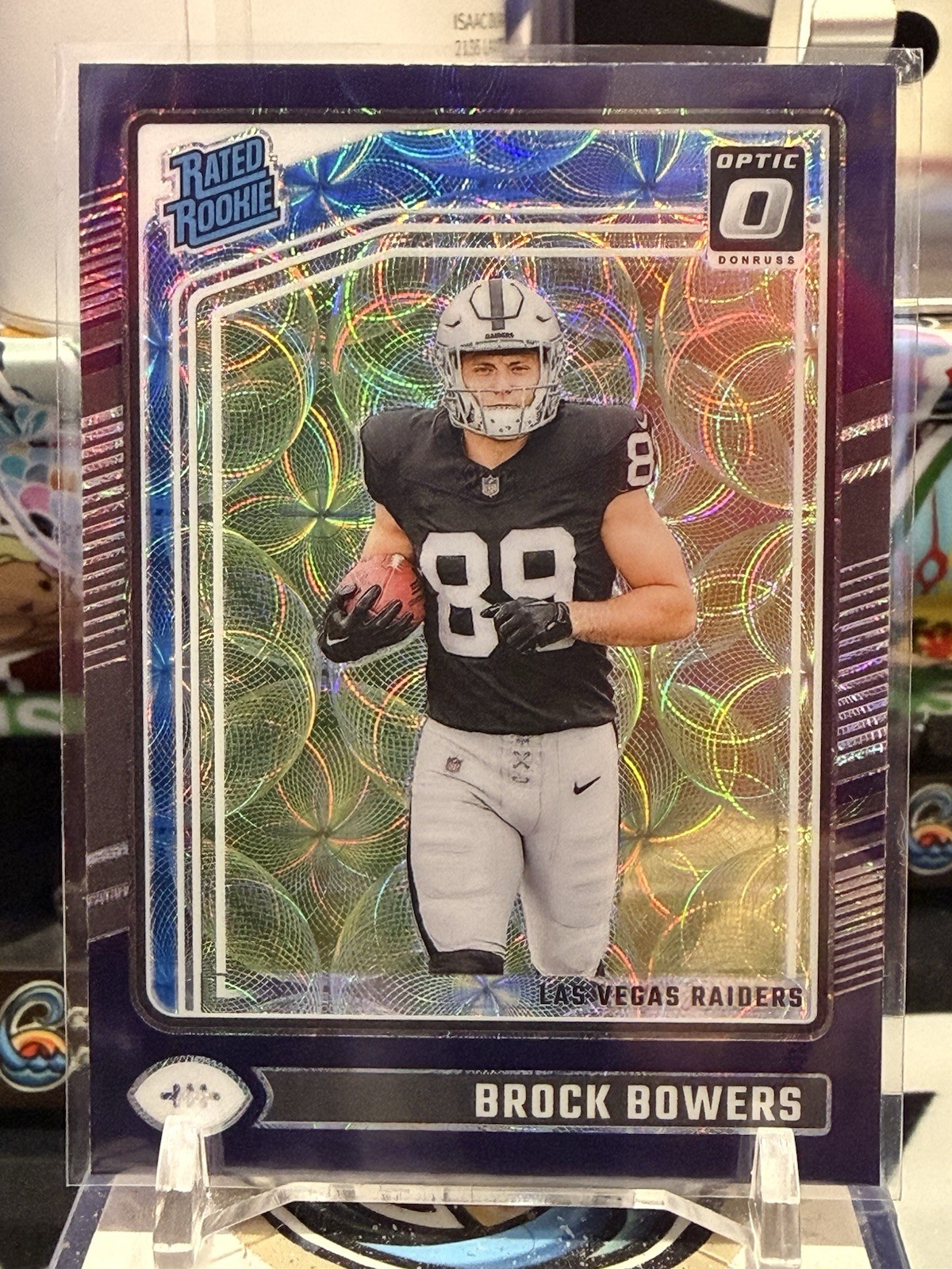 2024 PANINI DONRUSS OPTIC #215 BROCK BOWERS PURPLE SCOPE PRIZM (SSP/RC) 