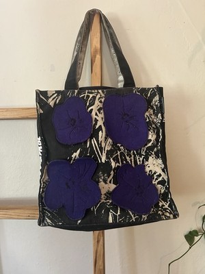 Andy Warhol Loop NYCトートバッグ パープル花柄 Andy Warhol Tote Flowers Canvas Bag by Loop NYC Purple Heavy Duty