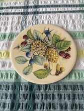 Vintage Round Circular Fruit Tile Trivet Coaster Mat H & R Johnson Ltd England