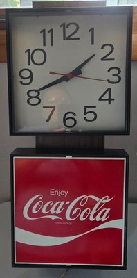 1970's Enjoy Coca Cola Unlit Clock Square Design #G018 Ingress & Plastene Works