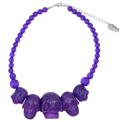 Kreepsville 666 Skull Collection Necklace Purple Glitter Choker Gothic Punk NWT - product listing photo