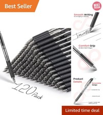 120 Pack Bulk Pens Ballpoint Smooth Writing Pens, Retractable Black Ink Pen, ...
