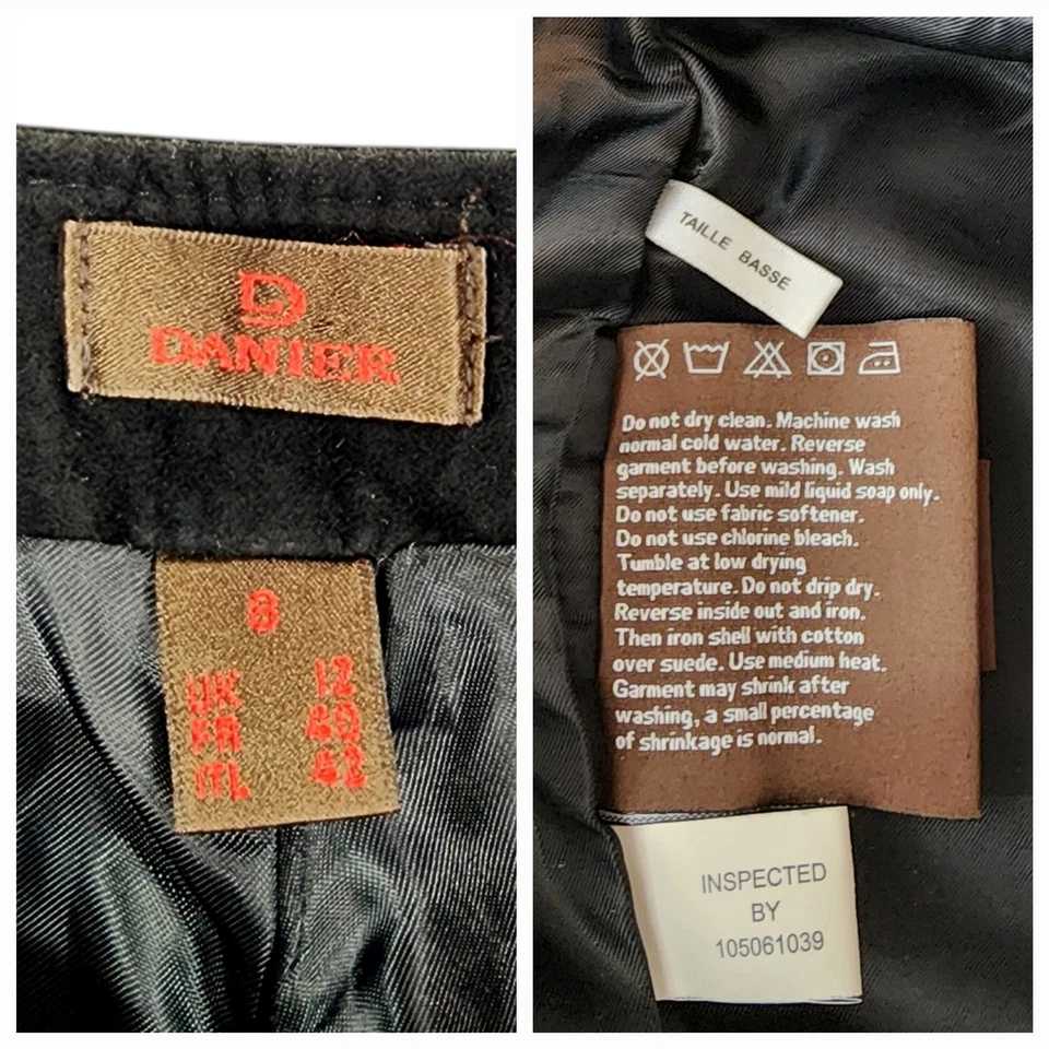 Pantalón De Colección Danier Gamuza Bootcut 8 Mujeres Negro Cuero Genuino Forrado Vaquero Occidental Foto 3 de 4