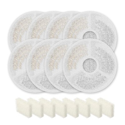 SARPAWS 8x Replacement Filters & 8x Pre-Filter Sponges Set for Pet Fountain