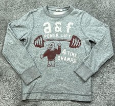 Abercrombie Sweater Boys Small Gray Crewneck Pullover Power Lift Graphic Muscle