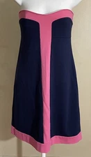 Lilly Pulitzer Pink Blue Colorblock Strapless Tulip Dress Size Small S