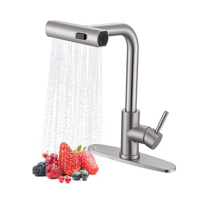 Waterfall Kitchen Faucet with Pull Down Sprayer, ARTIQUA Brushed Nickel