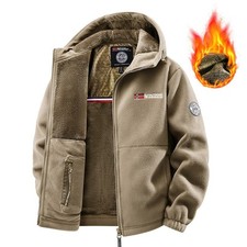 Men Fleece Jacket Outdoor Warm Thick Norway Ski Mountain Coat Hooded Zip Jacket