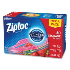 Ziploc® Seal Top Bags, 1 qt, 7.44" x 7", Clear, 80/Box