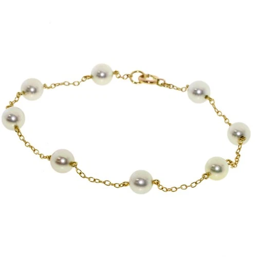 MIKIMOTO  Station Pearl Pearl Bracelet K14 Yellow Gold  Ladies [Used]