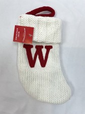 New Wondershop White Mini 8  Christmas Knit Stocking Initial Letter  W  
