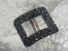 Antique Victorian Cut Steel Belt Buckle Vintage Curved