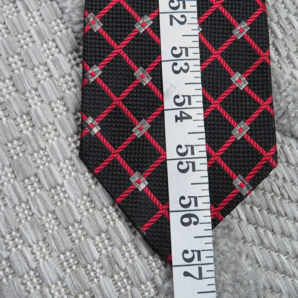 Corbata vintage A Sulka & Company negra/roja tartán celosía a cuadros rejilla seda EE. UU. Foto 4 de 4