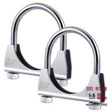 2 Pcs 2-1/2" Exhaust Clamp Heavy Duty U-bolt Exhaust Clamp, Silver