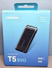 Samsung T5 EVO 8TB Black USB 3.2 Gen 1 Portable External SSD -SEALED