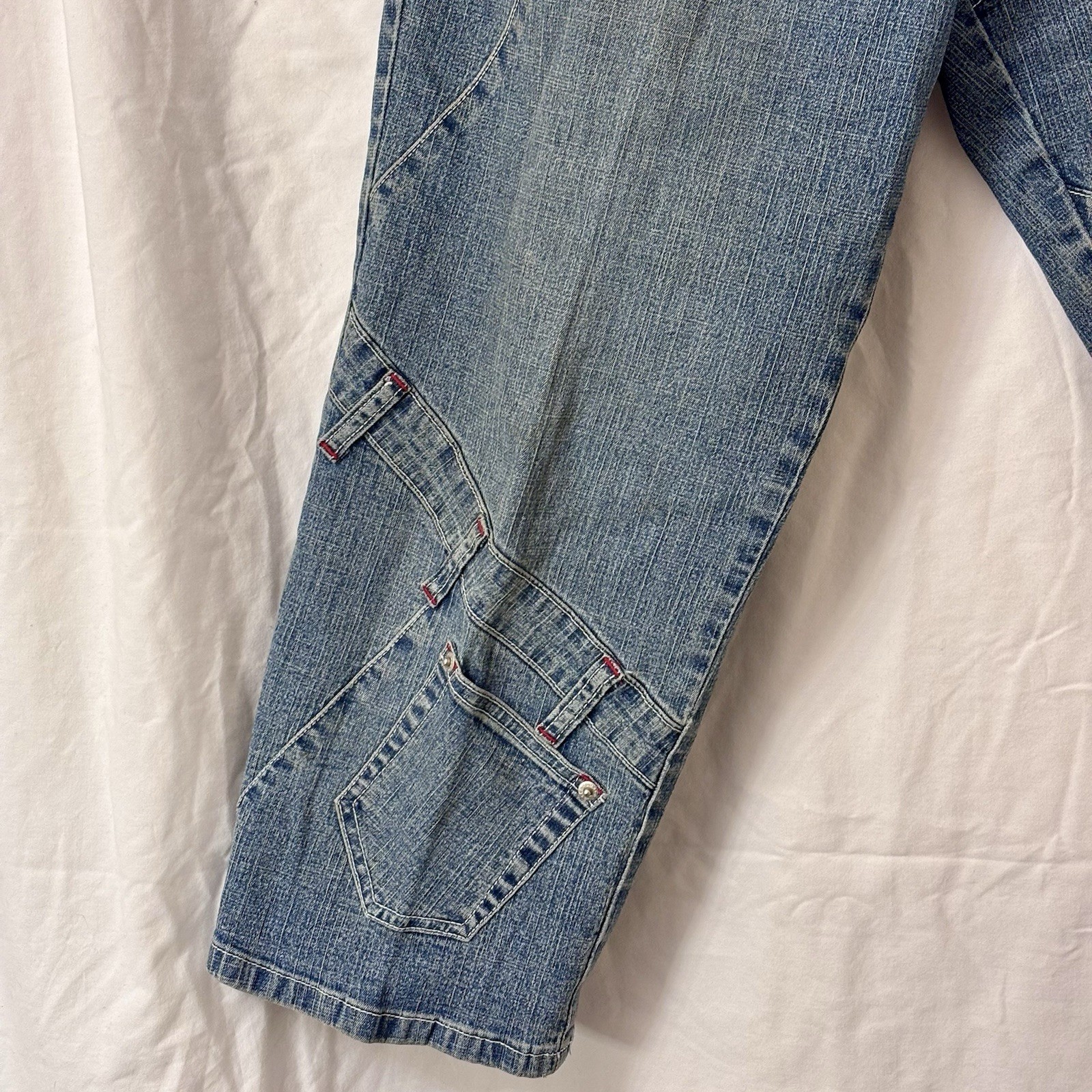 Carolina Blues Stretch Patchwork Denim Jeans Blue… - image 8