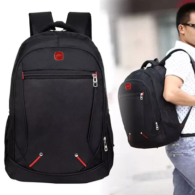 Black Backpack Rucksack Large Mens Womens Bag Travel Work Hiking School Sports.