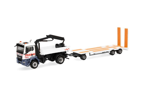 Camion avec porte engins aux couleurs MEDIACO - MAN TGX XLX 6x4