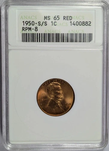 1950 S/S Lincoln, Wheat Ears Reverse ANACS MS-65 RED RPM-8