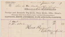 Billhead- E.C. Mansfield- Dry Goods- Meredith, New Hampshire 1887