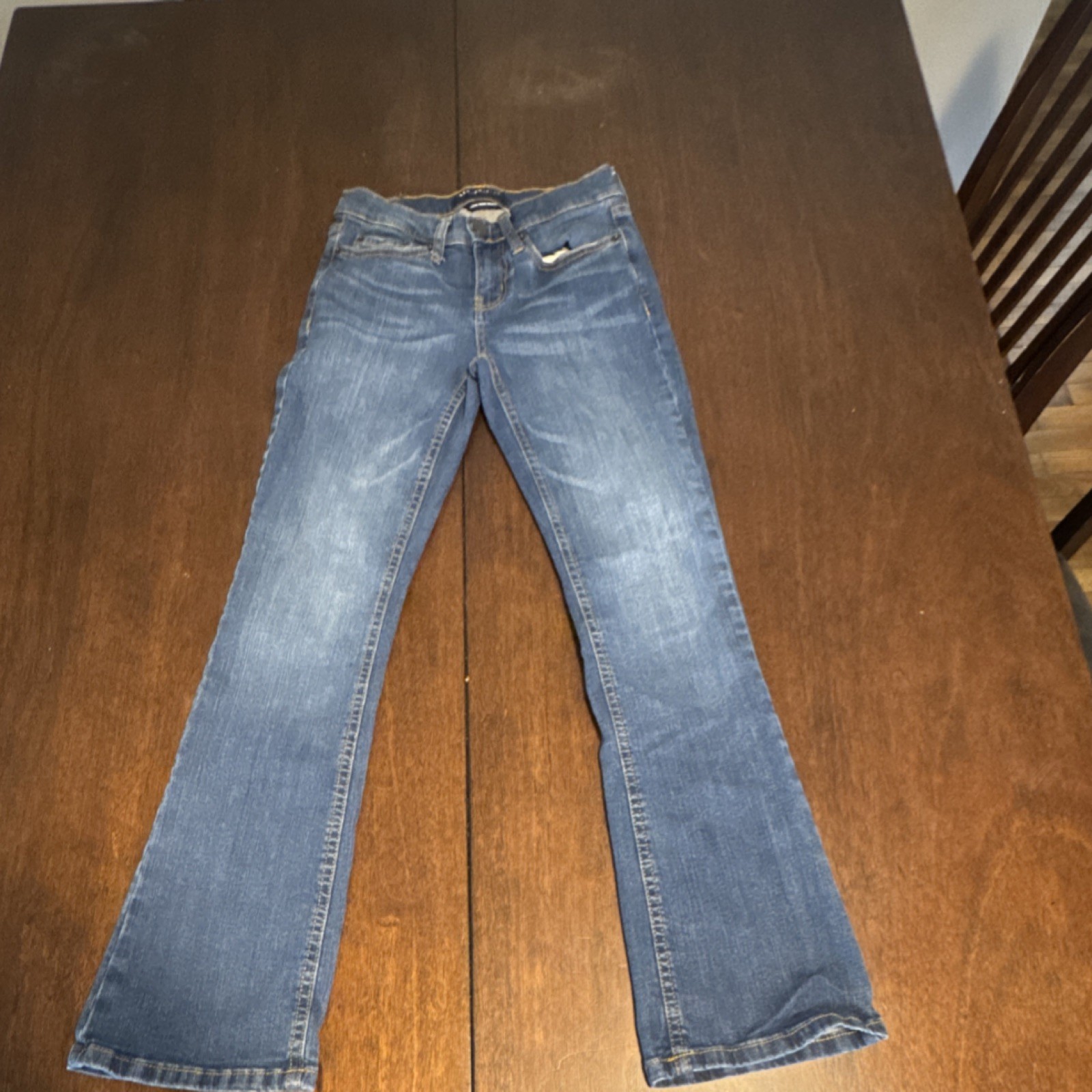 Aeropostale Women's Bootcut Jeans Blue Stretch Button Zip 5-Pocket Denim