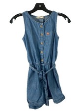 Abercrombie Kids Blue Denim Romper with pockets Waist Tie Girl's size 11/12
