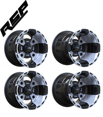 VBW-Sport  Felgensatz Yamaha 10x8 LK156 / 10x10 LK115 schwarz/silber Quad Felgen