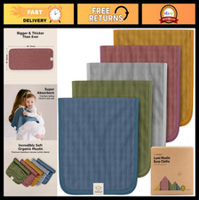 Soft Cotton Muslin Burp Cloths 5-Pack for Babies Large Absorbent Spit Up Rags,